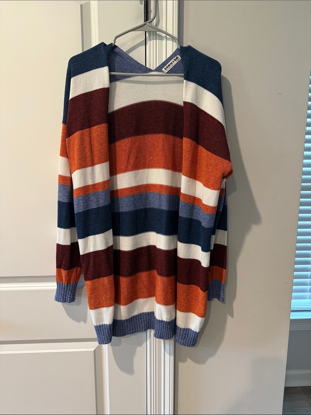 Striped Hooded Knit Sweater - Multi-Color